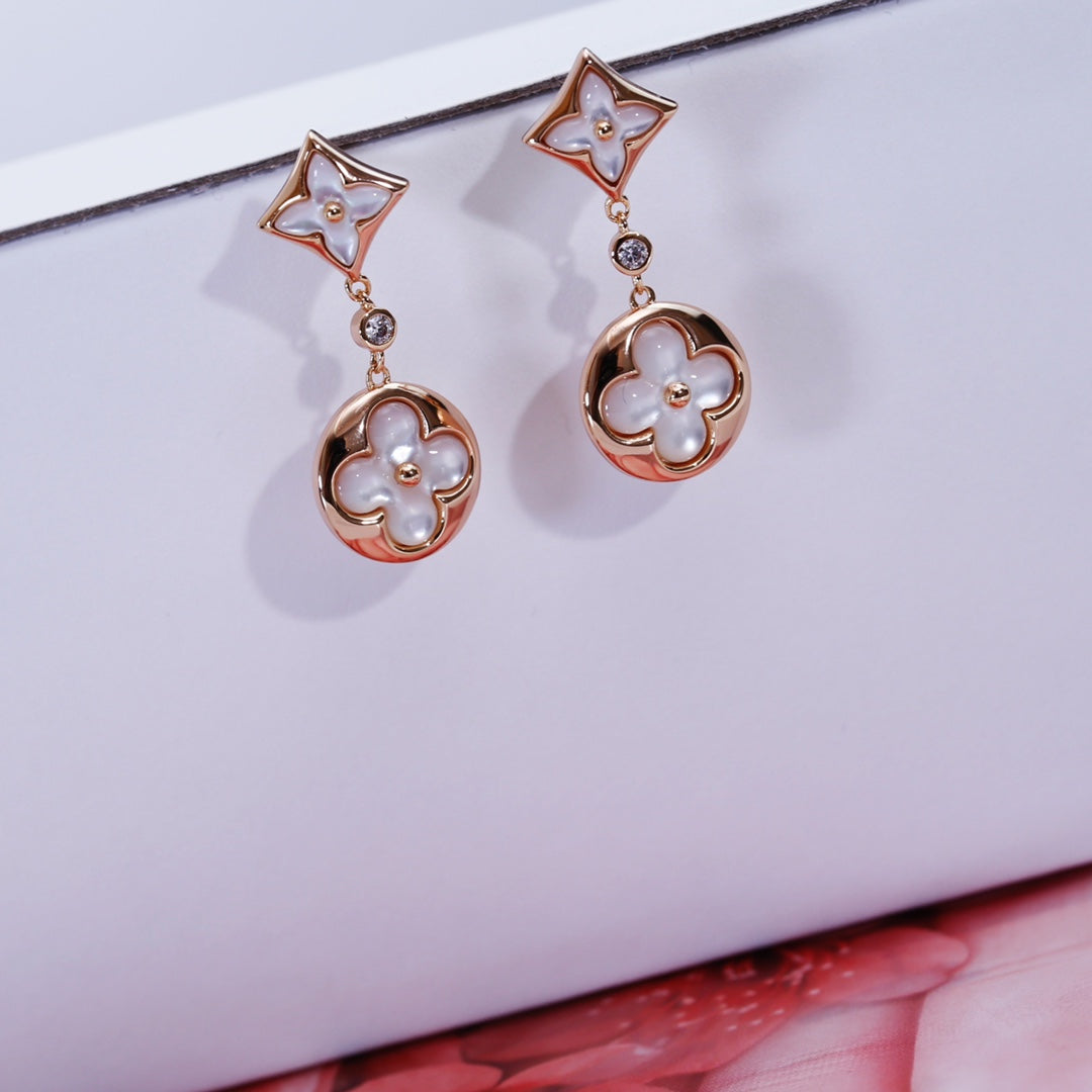 [Moco]STAR AND SUN PINK GOLD MOP DROP EARRINGS