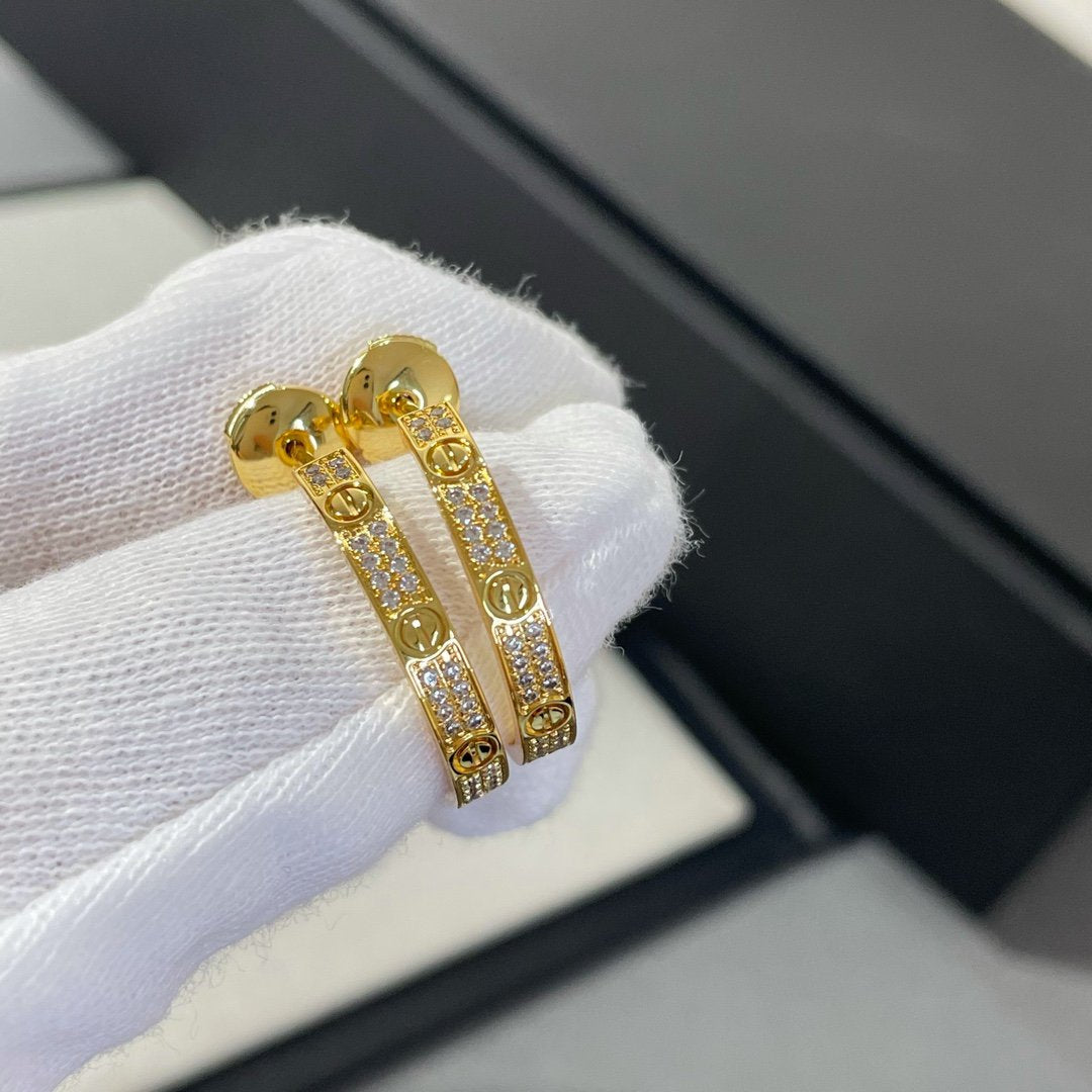 [Moco]LOVE DIAMOND GOLD HOOP EARRINGS