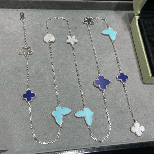 [Moco]LUCKY CLOVER SILVER 11 MOTIF NECKLACE