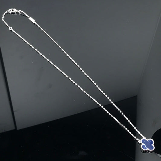 [Moco]CLOVER PIETERSITE SILVER LONG NECKLACE