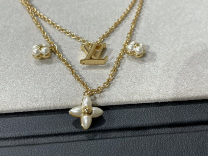 [Moco]FLOWERGRAM GOLD MOP DOUBLE ROW NECKLACE