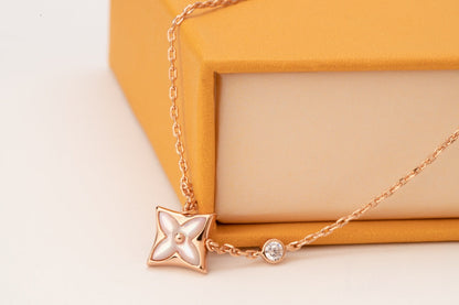 [Moco]STAR PINK MOP 1 DIAMOND PINK GOLD NECKLACE