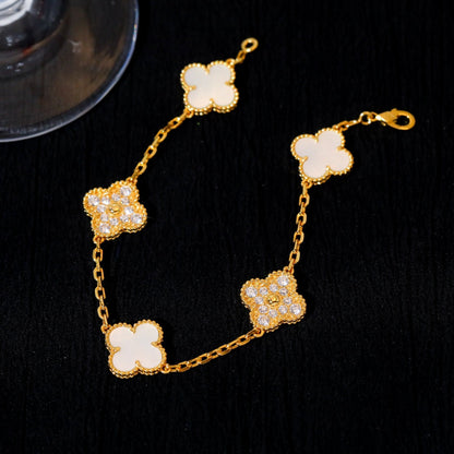 [Moco]CLOVER BRACELET 5 MOTIF WHITE MOP DIAMOND