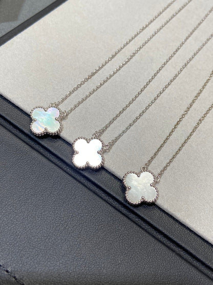 [Moco]CLOVER MEDIUM SILVER WHITE MOP NECKLACE