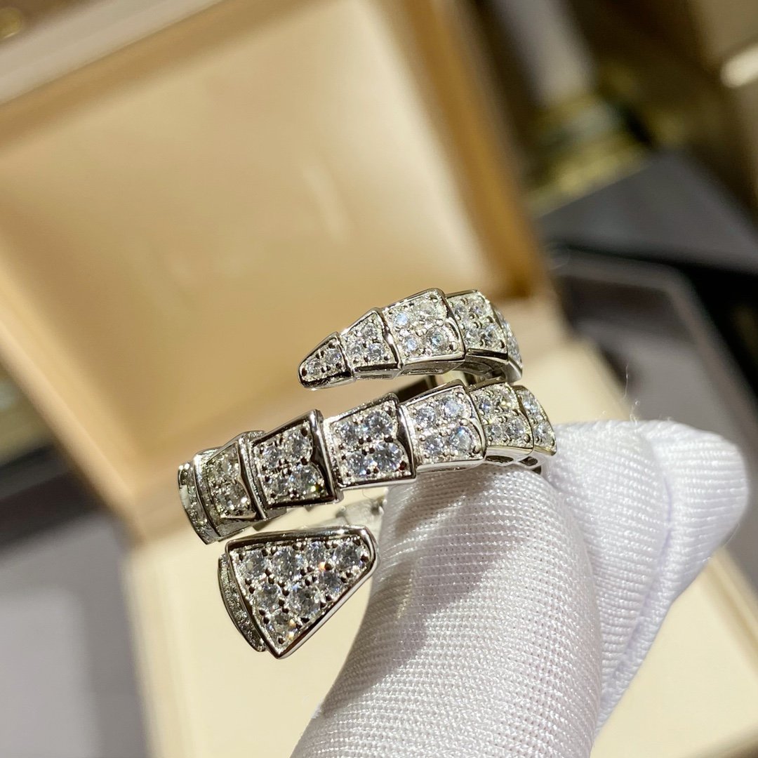 [Moco]SERPENTI DOUBLE RING SILVER DIAMOND PAVED