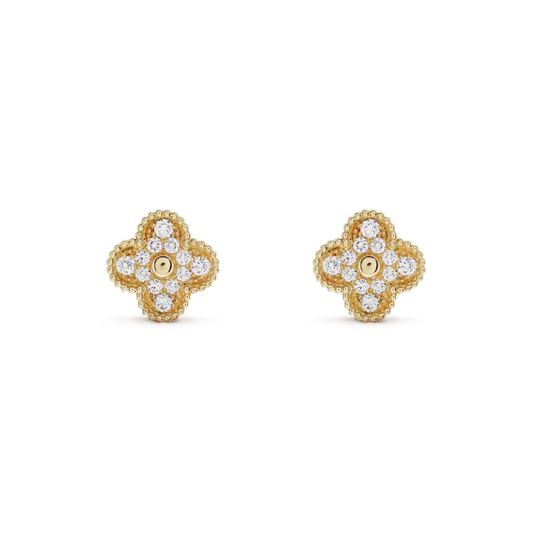 [Moco]CLOVER MEDIUM 1 MOTIFS FUll DIAMOND EARRINGS