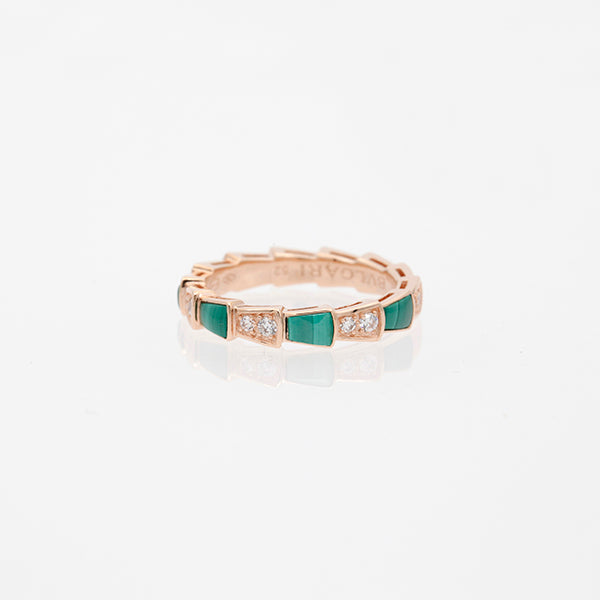 [Moco]SERPENTI RING PINK GOLD MALACHITE DIAMOND 3MM