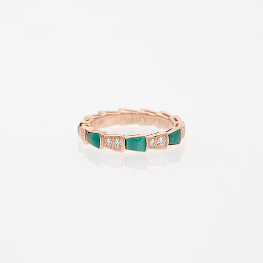 [Moco]SERPENTI RING PINK GOLD MALACHITE DIAMOND 3MM