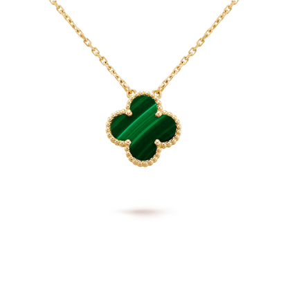 [Moco]CLOVER 15MM MALACHITE SINGLE FLOWER  NECKLACE