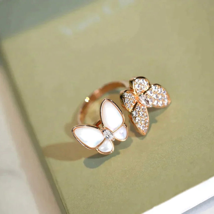 [Moco]TWIN BUTTERFLY DIAMOND MOP RING