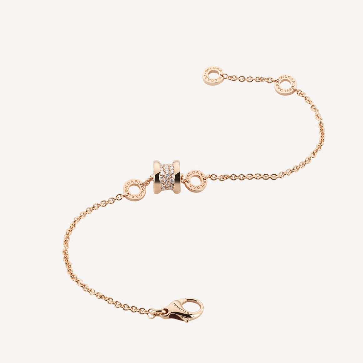 [Moco]ZERO 1 SOFT PINK GOLD WITH PAVED DIAMONDS ON THE SPIRAL BRACELET