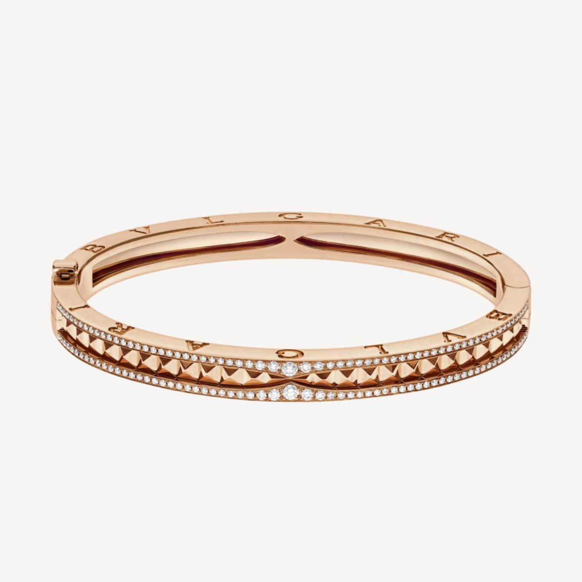 [Moco]ZERO 1 SPIRAL AND PAVED DIAMOND PINK GOLD BRACELET