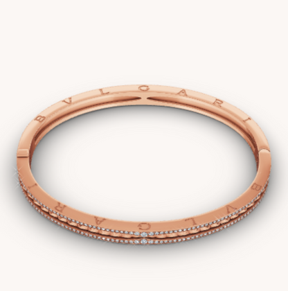 [Moco]ZERO 1 SPIRAL AND PAVED DIAMOND PINK GOLD BRACELET