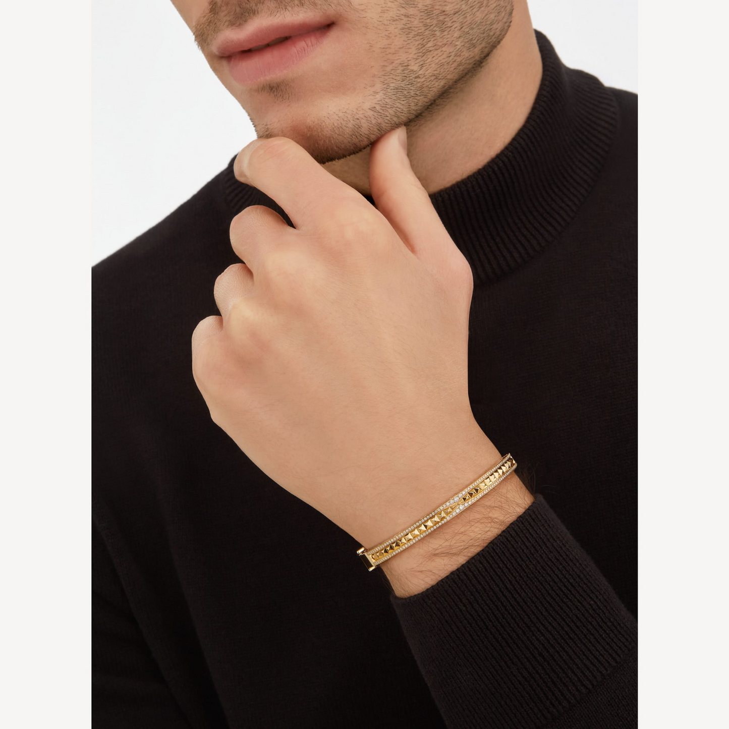 [Moco]ZERO 1 SPIRAL AND PAVED DIAMOND GOLD BRACELET