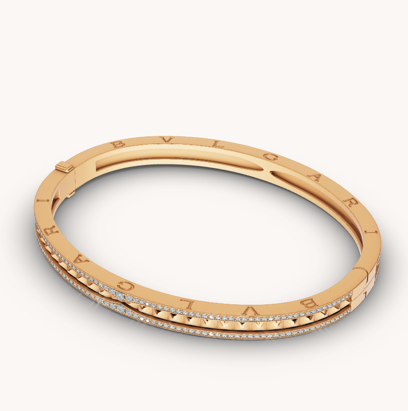 [Moco]ZERO 1 SPIRAL AND PAVED DIAMOND GOLD BRACELET