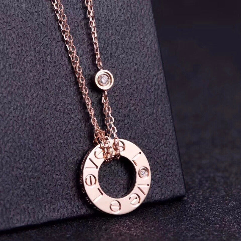 [Moco]LOVE NECKLACE 16MM 2 DIAMONDS