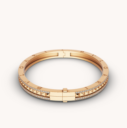 [Moco]ZERO 1 SPIRAL AND PAVED DIAMOND GOLD BRACELET