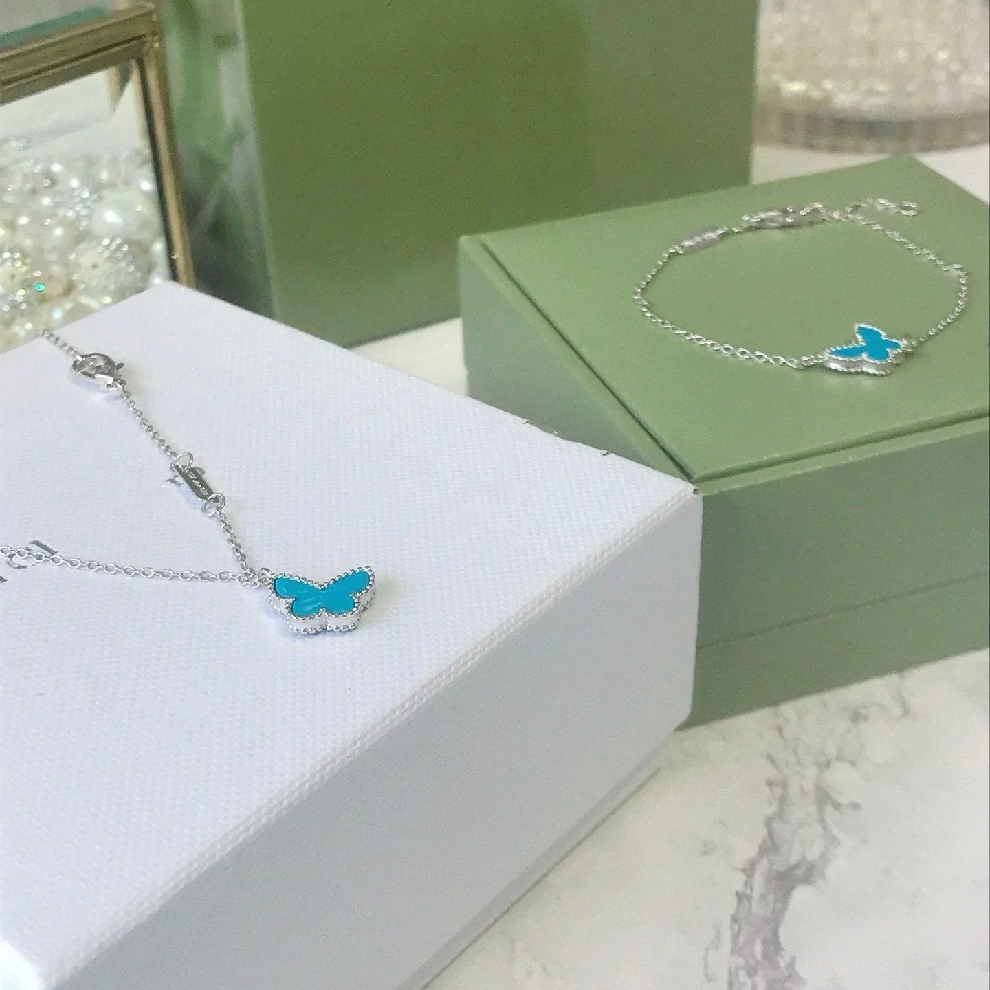 [Moco]BUTTERFLY TURQUOISE BUTTERFLY BRACELET SILVER