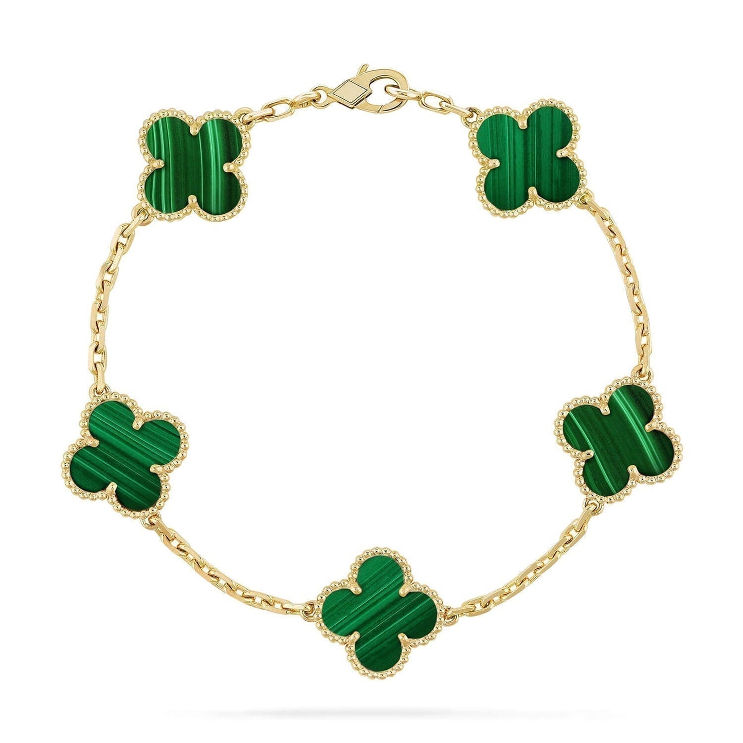 [Moco]CLOVER 5 MOTIFS MALACHITE BRACELET