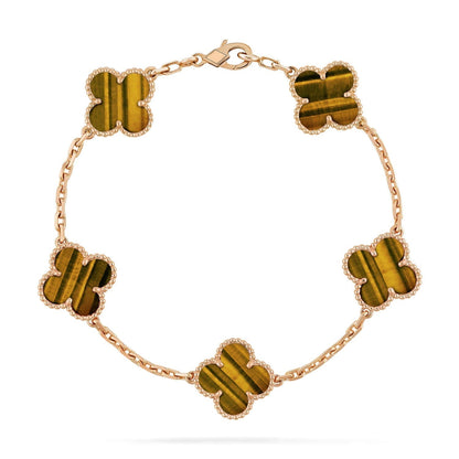 [Moco]CLOVER  5 MOTIFS TIGER EYE BRACELET