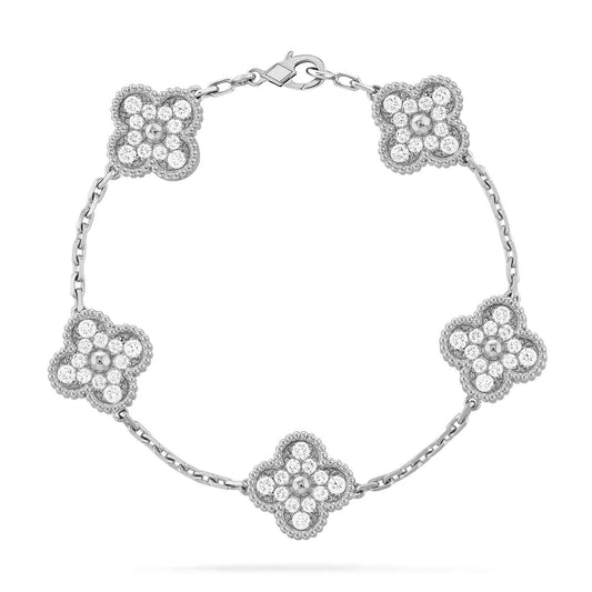 [Moco]CLOVER 5 MOTIFS  DIAMOND BRACELET SILVER