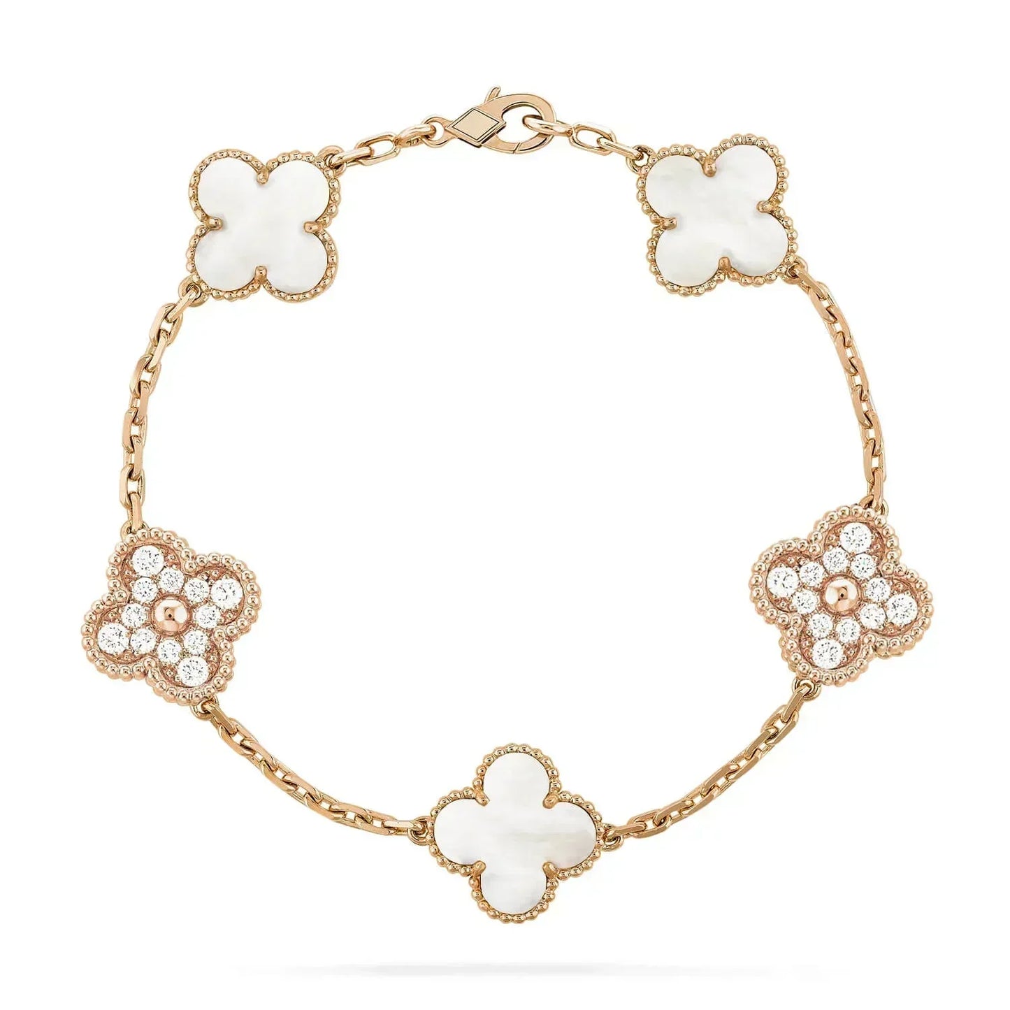 [Moco]CLOVER BRACELET 5 MOTIF WHITE MOP DIAMOND