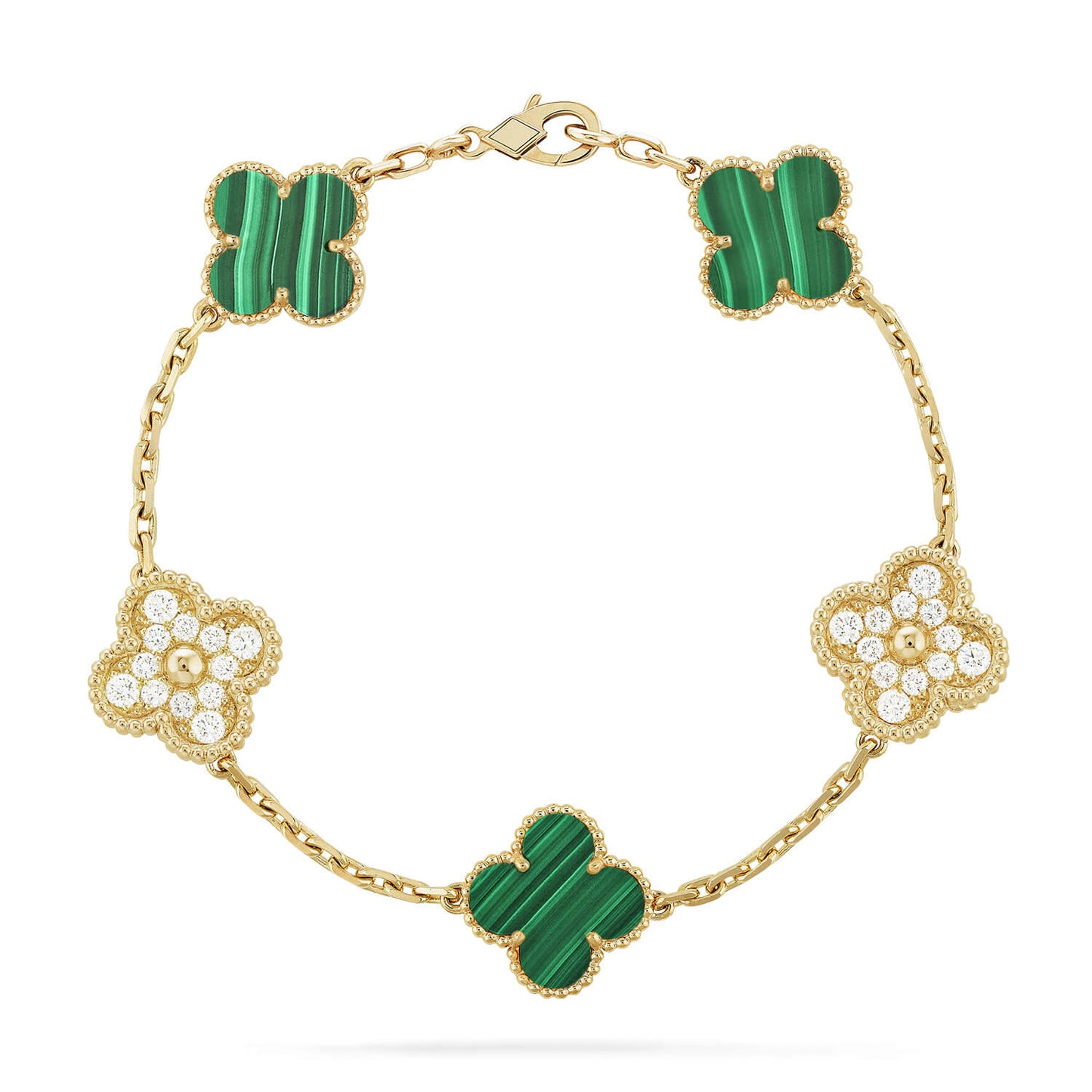 [Moco]CLOVER  5 MOTIF MALACHITE DIAMOND BRACELET