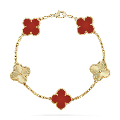 [Moco]CLOVER  5 MOTIFS CARNELIAN GOLD BRACELET