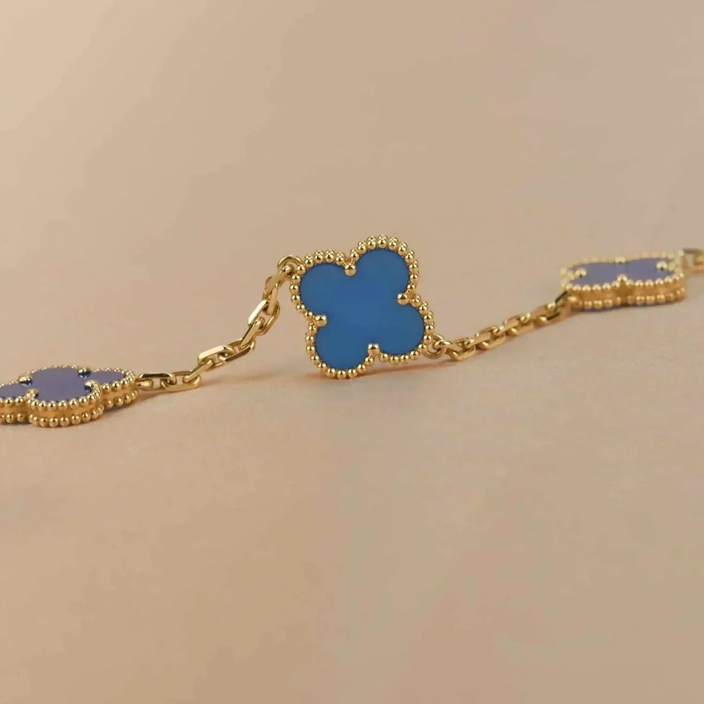 [Moco]CLOVER 5 MOTIFS BLUE AGATE BRACELET