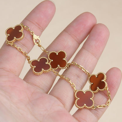 [Moco]CLOVER 5 MOTIFS RED AGATE  BRACELET