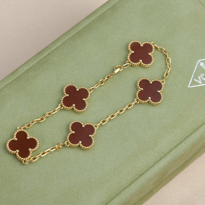 [Moco]CLOVER 5 MOTIFS RED AGATE  BRACELET