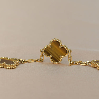 [Moco]CLOVER  5 MOTIFS TIGER EYE BRACELET