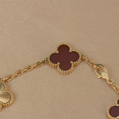 [Moco]CLOVER  5 MOTIFS CARNELIAN GOLD BRACELET