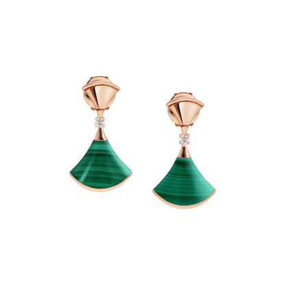 [Moco]DREAM MALACHITE PINK GOLD EARRINGS