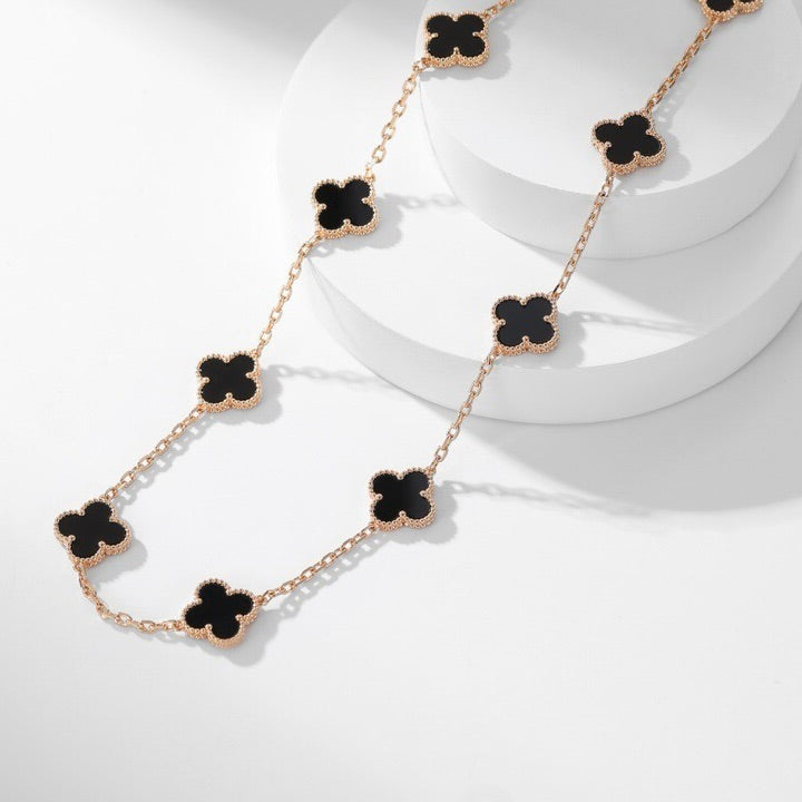 [ROYAL]CLOVERS THE 10-MOTIFS ONYX NECKLACE