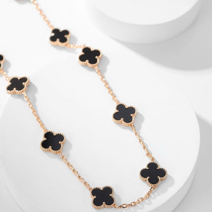 [ROYAL]CLOVERS THE 10-MOTIFS ONYX NECKLACE