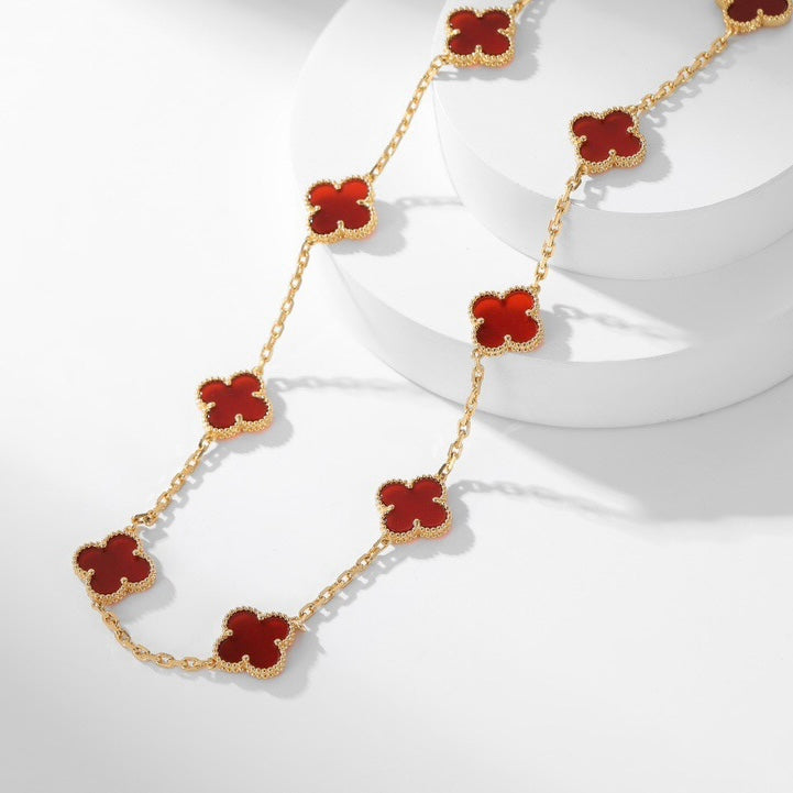 [ROYAL]CLOVERS THE  10-MOTIFS CARNELIAN NECKLACE