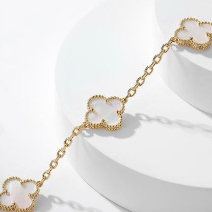 [ROYAL]CLOVERS THE 10-MOTIFS WHITE MOTHER OF PEARL NECKLACE