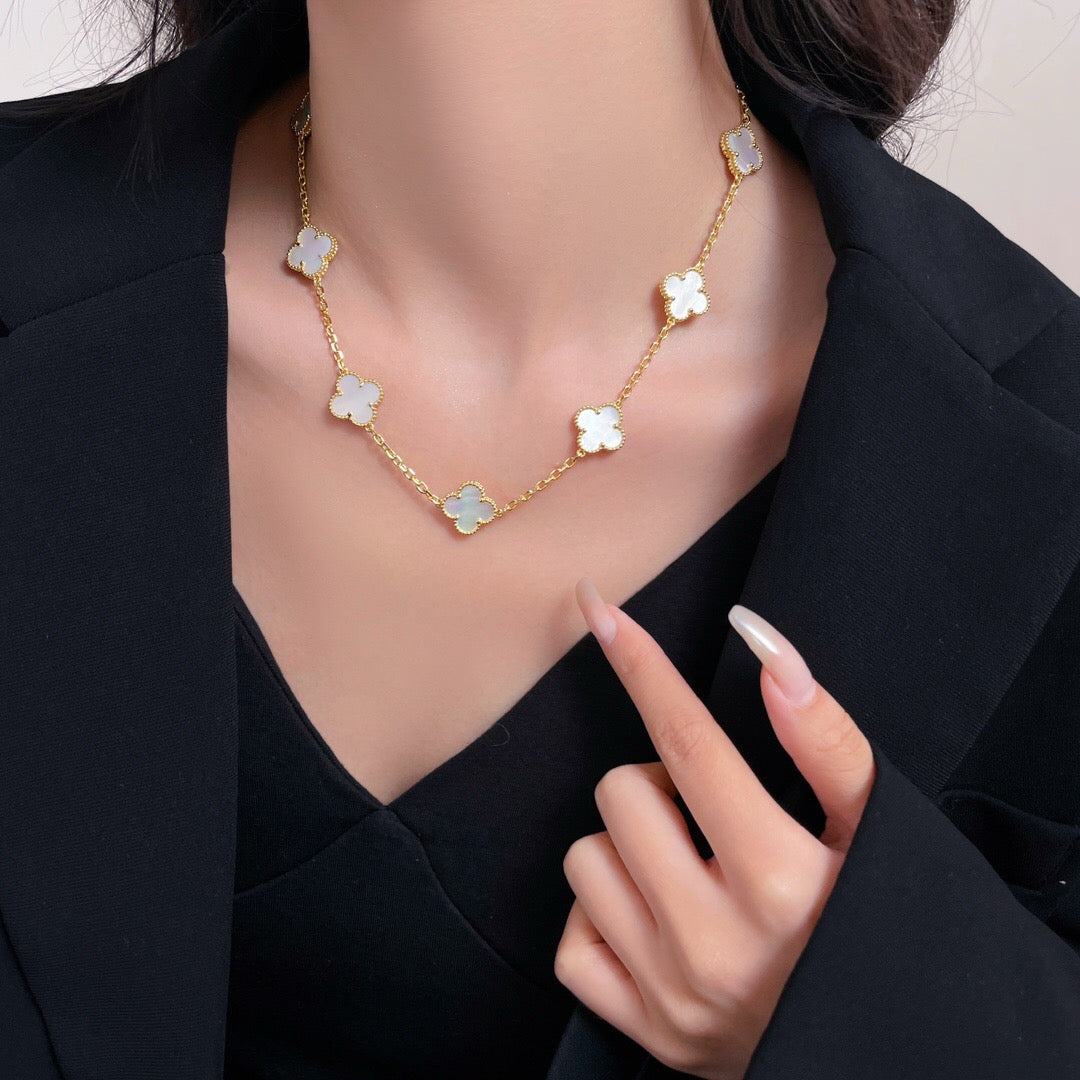 [ROYAL]CLOVERS THE 10-MOTIFS WHITE MOTHER OF PEARL NECKLACE