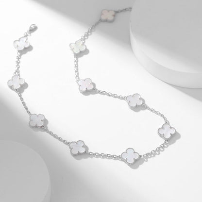 [ROYAL]CLOVERS THE 10-MOTIFS WHITE MOTHER OF PEARL NECKLACE