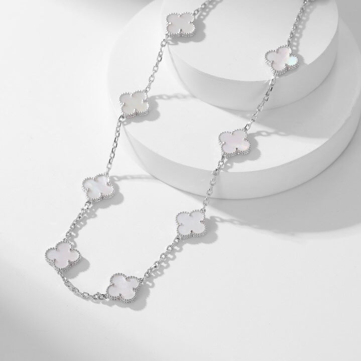 [ROYAL]CLOVERS THE 10-MOTIFS WHITE MOTHER OF PEARL NECKLACE