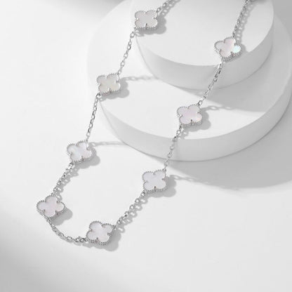 [ROYAL]CLOVERS THE 10-MOTIFS WHITE MOTHER OF PEARL NECKLACE