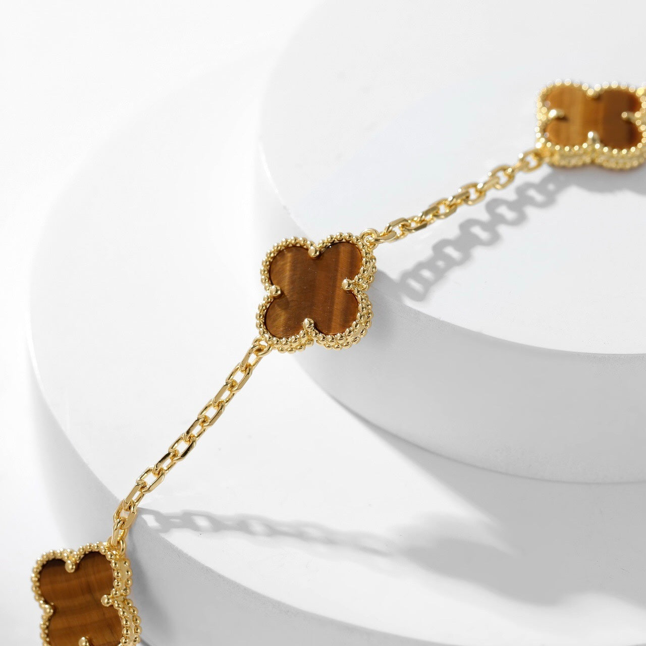 [ROYAL]CLOVERS THE 10-MOTIFS TIGER EYE NECKLACE