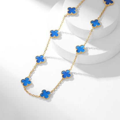 [ROYAL]CLOVERS THE 10-MOTIFS BLUE AGATE NECKLACE