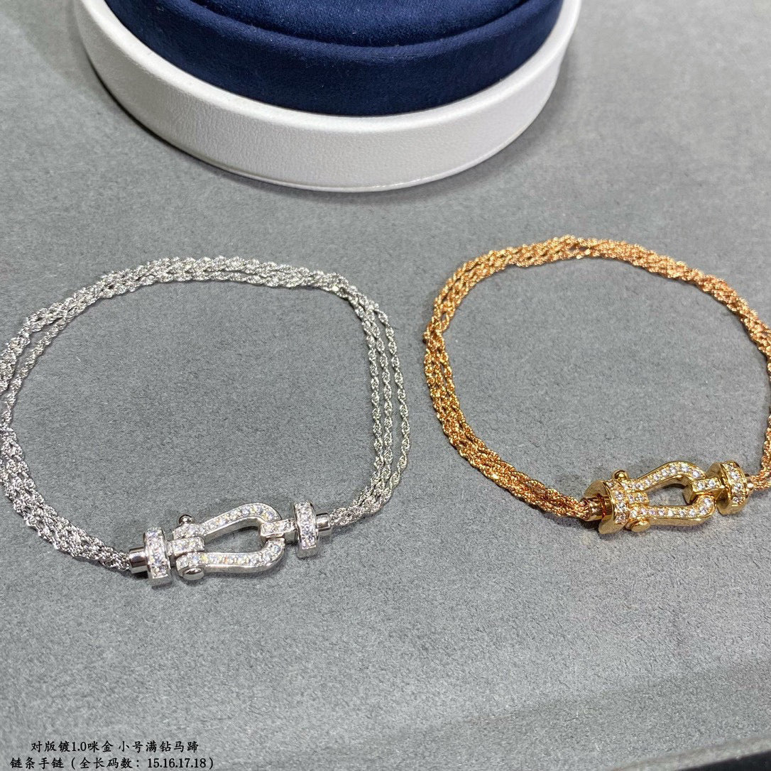 [Moco]FORCE SMALL HORSESHOE  DIAMOND CHAIN ROPE BRACELET