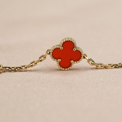 [Moco]CLOVER 5 MOTIFS RED AGATE  BRACELET