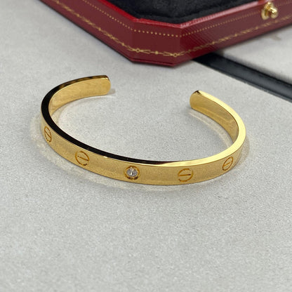 [Moco]LOVE BRACELET 6.1MM 1 DIAMOND OPEN CUFF