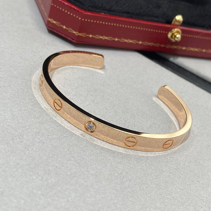 [Moco]LOVE BRACELET 6.1MM 1 DIAMOND OPEN CUFF