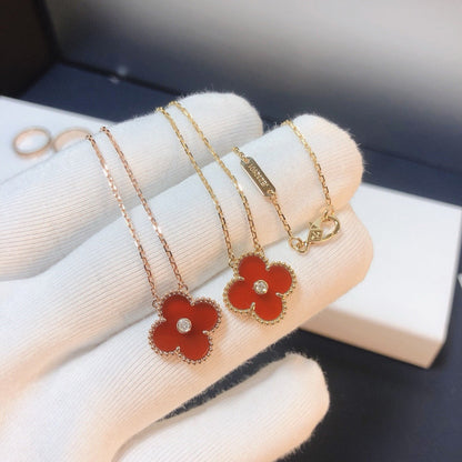 [Moco]CLOVER 15MM DIAMOND CARNELIAN NECKLACE