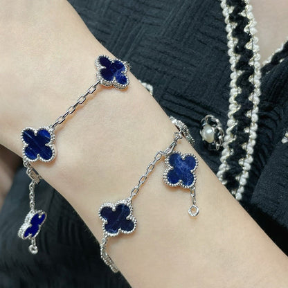 [Moco]CLOVER 5 MOTIF PIETERSITE SILVER BRACELET